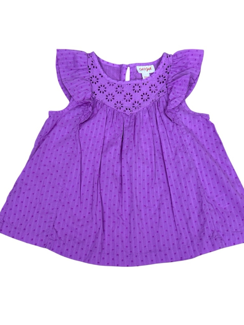 Cat & Jack Purple Eyelet Flutter Sleeve Top